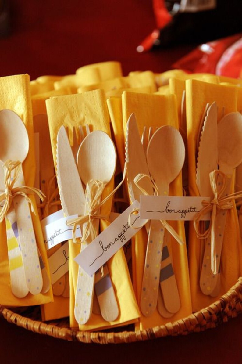 Wooden Disposable Forks Spoons Knives Utensil Set Large or Etsy