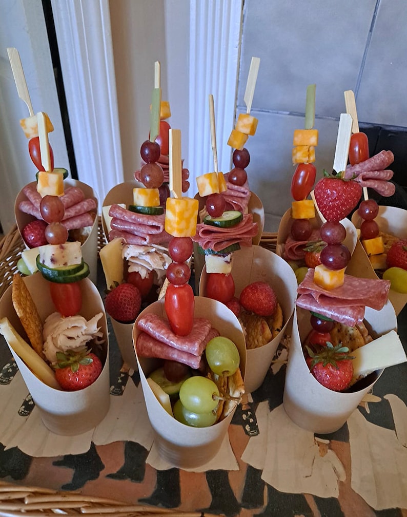 Wooden Paddle Flat Charcuterie Skewer Bamboo Toothpicks set for Charcuterie Food Display Appetizers Cones Cooking BBQ Skewer Catering Buffet