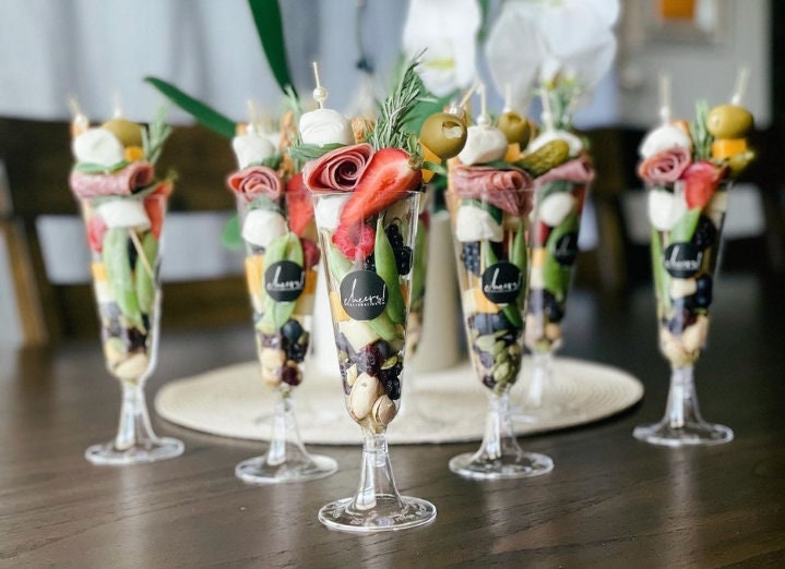 Clear Individual Charcuterie Cups Toothpicks for Boucherie Grazing Table Charcuterie Party Appetizer Cup Wedding Catered Event Buffet Brunch