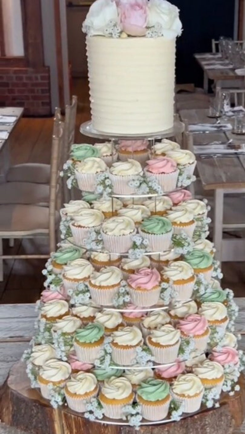 Cupcake and Cake Stand 6, 5, or 4 Tier Large Cupcake Tower Display Round Cupcake Holder Acrylic Dessert Stand Display Tree for Party Wedding