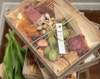 Charcuterie Favor Rectangle Grazing Box with Mini Forks for Individual Favor Dessert Display Appetizer Dessert Display Catered Events