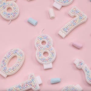 Birthday Candle Pastel Ice Cream Party Decor Cake Topper Kids Birthday Party Sparkly Number Cupcake Topper Ice Cream Theme Bday Pink Party