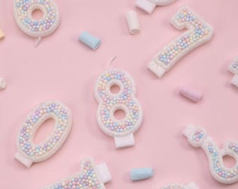 Birthday Candle Pastel Ice Cream Party Decor Cake Topper Kids Birthday Party Sparkly Number Cupcake Topper Ice Cream Theme Bday Pink Party