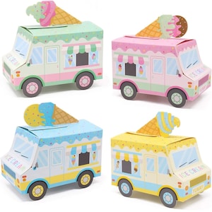 Ice Cream Party Favor Box Treat Goodies Box Set for Kids Birthday Party Decorations Ice Cream Theme Bday Celebration Decor Pastel Theme 12pc
