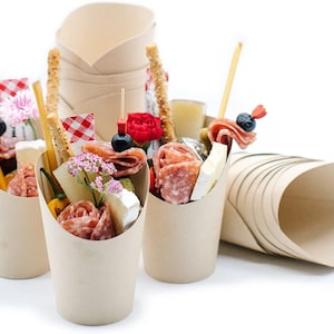 Beige Charcuterie Favor Cups and Toothpicks for Individual Charcuterie Cheese Board Food Display Appetizer Grazing Cup Catered Event Wedding