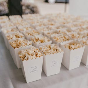 Bicchieri bianchi per popcorn, bomboniere per feste, matrimoni, spuntini, addio al nubilato, baby shower, feste di compleanno, serate al cinema, mini scatole per popcorn, sacchetti per bomboniere