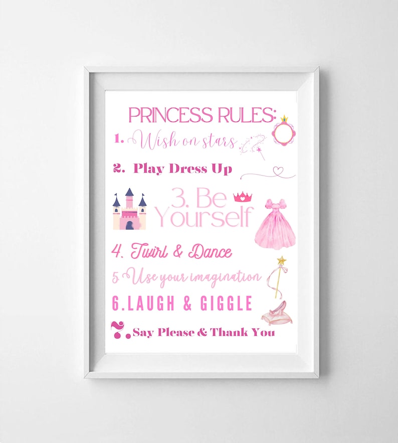 Princess Rules Wall Art for Little Girls' Playroom Nursery Etsy