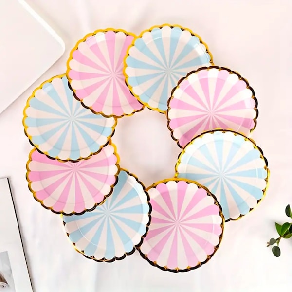 Carnival Party Paper Plate Cups Napkins Cutlery Set for Kids Birthday Party Decoration Circus Theme Bday Celebration Decor Pastel 20 Set