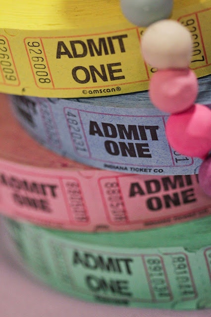 Pastel Raffle Roulette Raffle Tickets Roll Pink Yellow Pastel Admit One Ticket for Carnival ...