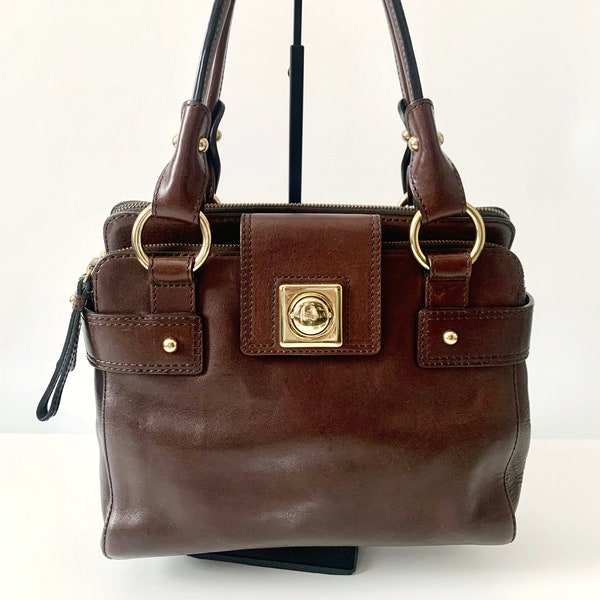 Vintage Banana Republic Shoulder Bag | Genuine Leather | Dark Brown | Brass Hardware | High Quality |