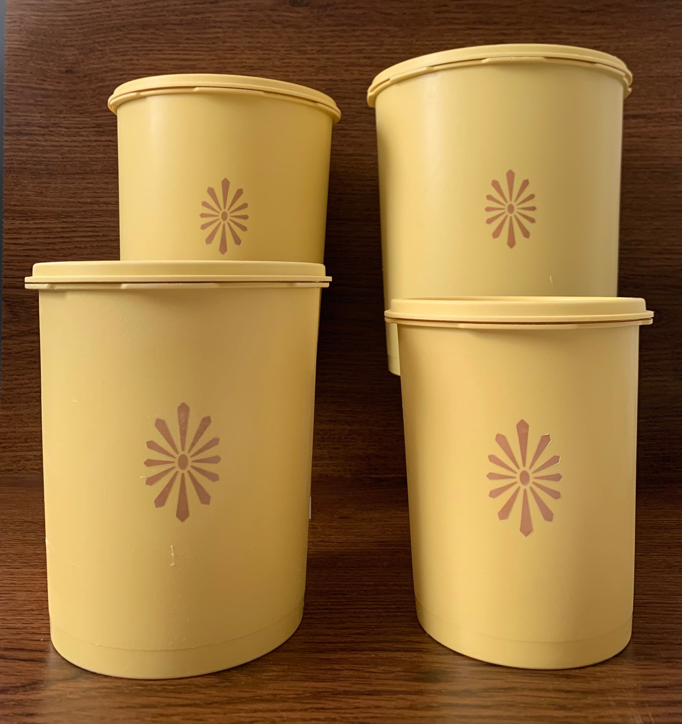 Vintage Tupperware Golden Yellow and Orange Set/4 Canisters With Lids Retro  Kitchen 