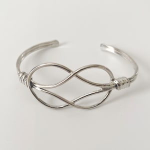 Vintage Sterling Silver Knot Cuff Bracelet - Adjustable