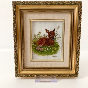 Vintage Mitsue Deer Painting | Signed | Vintage | Wall Decor | Vintage Decor |