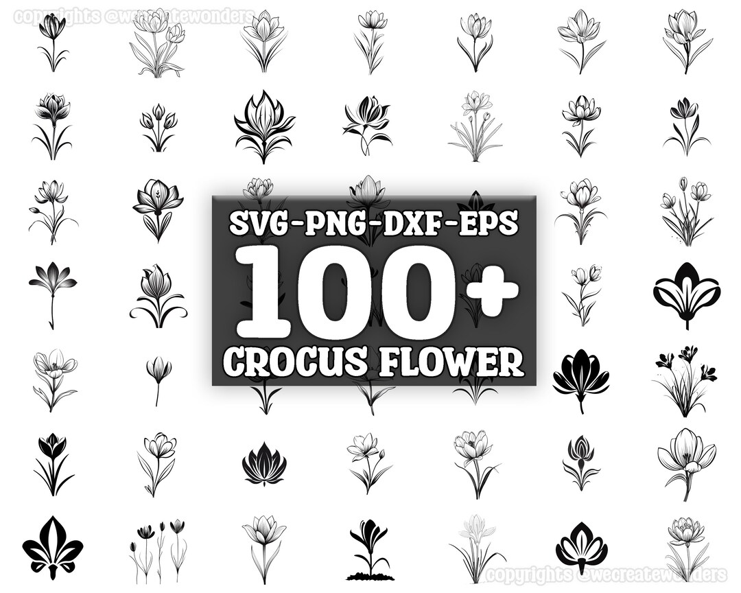 Crocus Flower SVG Bundle, Set of 100, Instant Digital Download, Png ...