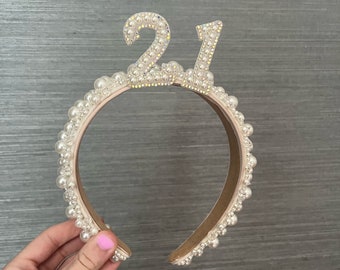 Pearl birthday customizable headband