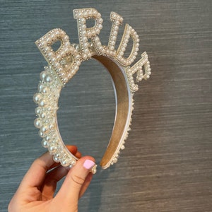 Pearl bride headband, wedding, bachelorette party image 2