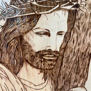 Jesus Wood Burning Art, Basswood, Pyrography Art, Live Edge Plaque ...