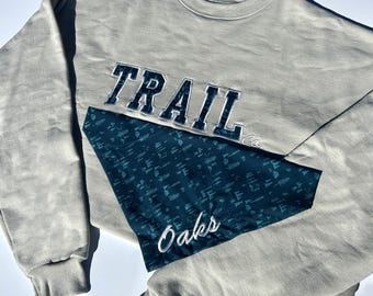TRAIL Sweatshirt and Matching Bandana Set – Custom Embroidered Trail Sweatshirt + Dog Bandana | Adventure Dog Outfit | Gift for Dog Lovers