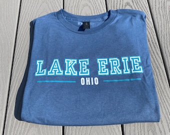 Lake Erie Ohio indigo blauwe T-shirt