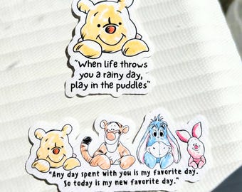 Winnie the Pooh, Tigger, Eeyore, Piglet Quote Stickers For Laptop, Bottle, Hydroflask, Phone, Hard Hat, Toolbox