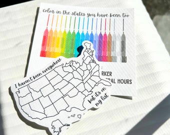 USA Travel Map Vinyl Sticker - Color-in US States