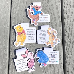 Winnie the Pooh, Tigger, Eeyore, Roo, and Piglet Quote Bookmarks, Magnetic Bookmark, Planner Reading Accessory, Cute Bookmark, Cute gift