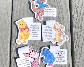 Winnie the Pooh, Tigger, Eeyore, Roo, and Piglet Quote Bookmarks, Magnetic Bookmark, Planner Reading Accessory, Cute Bookmark, Cute gift