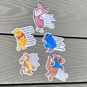 Adesivi con citazioni di Winnie the Pooh, Tigro, Ih-Oh, Pimpi e Roo per laptop, bottiglia, borraccia, telefono, casco, cassetta degli attrezzi