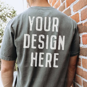 Pepper Comfort Colors C1717 | Mens Shirt Mockup | Mens T Shirt Mock | Outdoor Mockup | Nature Mockup | Lake Shirt Mockup | Male Model Mockup