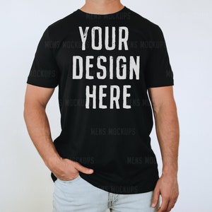 Black Bella Canvas 3001 Mockup | Mens Shirt Mockup | Mens Mockups | Mens Bella Canvas 3001 Mockup | Male Model Mockup | Mens T Shirt Mockup
