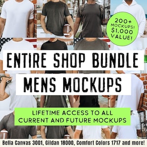 ENTIRE Shop Bundle Mockups Lifetime Access | Bella Canvas 3001 Bundle | Gildan 18000 Bundle | Shirt Mockup Bundle | Mens Mockup Bundle