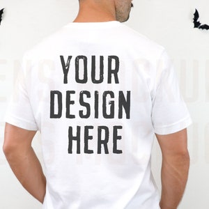 White Bella Canvas 3001 | Mens Shirt Mockup | Mens T Shirt Mock | Halloween Mockup | Fall Mockup | Halloween Shirt Mock | Male Model Mockup