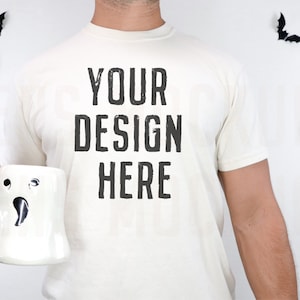 Ivory Comfort Colors C1717 | Mens Shirt Mockup | Mens T Shirt Mock | Halloween Mockup | Fall Mockup | Male Model Mockup