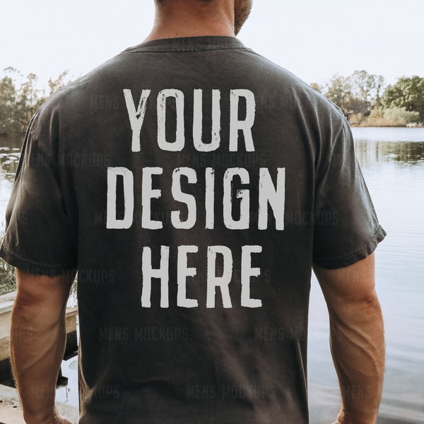 Pepper Comfort Colors C1717 | Mens Shirt Mockup | Mens T Shirt Mock | Outdoor Mockup | Nature Mockup | Lake Shirt Mockup | Male Model Mockup