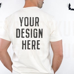Ivory Comfort Colors C1717 | Mens Shirt Mockup | Mens T Shirt Mock | Halloween Mockup | Fall Mockup | Male Model Mockup
