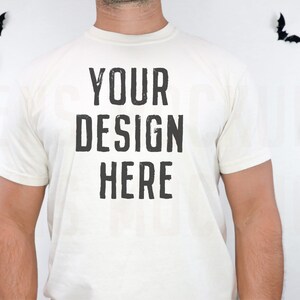 Ivory Comfort Colors C1717 | Mens Shirt Mockup | Mens T Shirt Mock | Halloween Mockup | Fall Mockup | Male Model Mockup