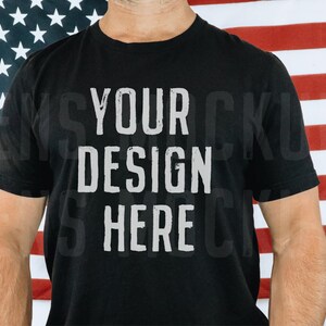 Black Bella Canvas 3001 | Mens Shirt Mockup | Mens T Shirt Mock | Patriotic Mockup | 4th of July Mockup | Mens Mockups | Male Model Mockup