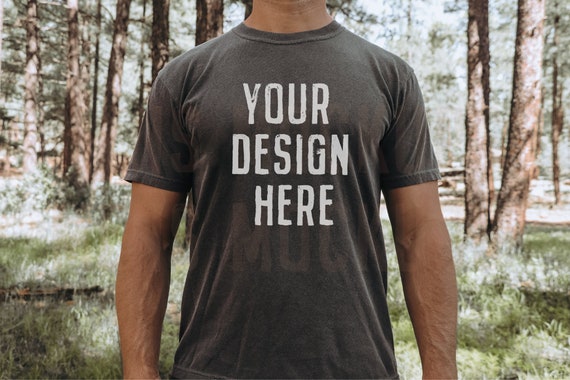Comfort Colors C1717 Pepper Mens Shirt Mockup Mens T Shirt Mock  Outdoor Mockup Nature Mockup Hunting Shirt Mock Male Model Mock