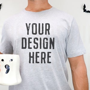 Athletic Heather Bella Canvas 3001 | Mens Shirt Mockup | Mens TShirt Mock | Halloween Mockup | Fall Mockup | Male Model Mockup