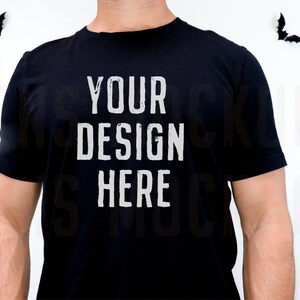 Black Bella Canvas 3001 | Mens Shirt Mockup | Mens T Shirt Mock | Halloween Mockup | Fall Mockup | Halloween Shirt Mock | Male Model Mockup