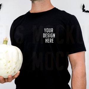 Black Bella Canvas 3001 | Mens Shirt Mockup | Mens T Shirt Mock | Halloween Mockup | Fall Mockup | Halloween Shirt Mock | Male Model Mockup