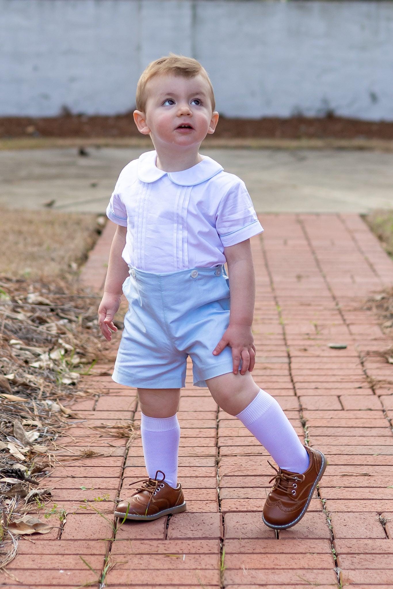 Sterling Boys Blue Heirloom Button-On Shorts Set