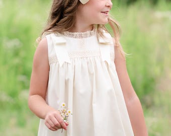 Girls' Cambridge Ecru Sleeveless Classic Portrait Heirloom Dress