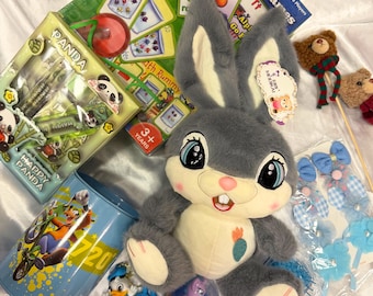 Kawaii paascadeaubundel, pluche konijn, puzzel en briefpapier