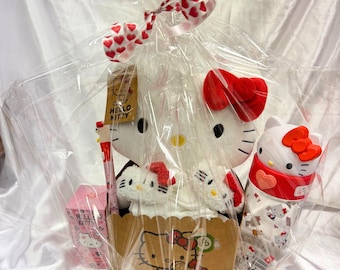 Valentijnsdag Hello Kitty-cadeaubundel, schattige kawaii-cadeauset met pluche, sokken, parfum, vriendincadeaus, hello kitty-liefhebbers, valentijnscadeaus
