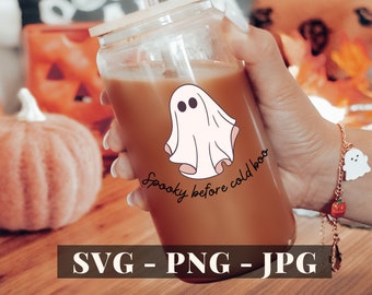 Ghost Face SVG, Cute Ghost SVG, Boo Ghost SVG, Vintage Halloween svg, Halloween Can Glass svg, Halloween Cup svg