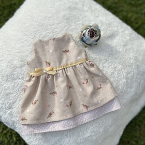 Waldorf Doll Dress, Handmade , Natural Fabric, Doll Dress 14&quot;, Dress-Up Doll, Doll Outfit