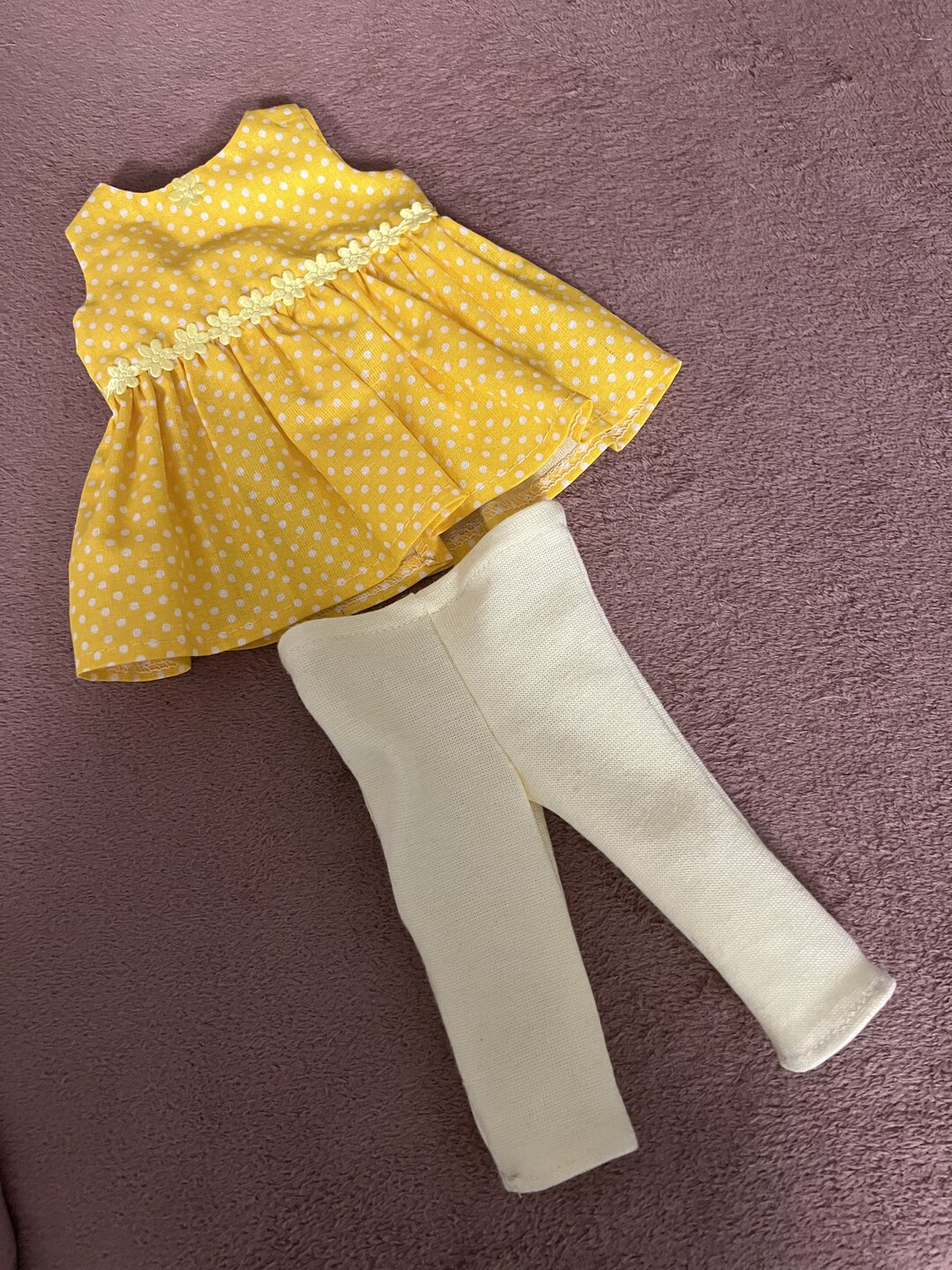 Waldorf Doll Clothes Set Yellow, Handmade , Natural Fabric, Doll