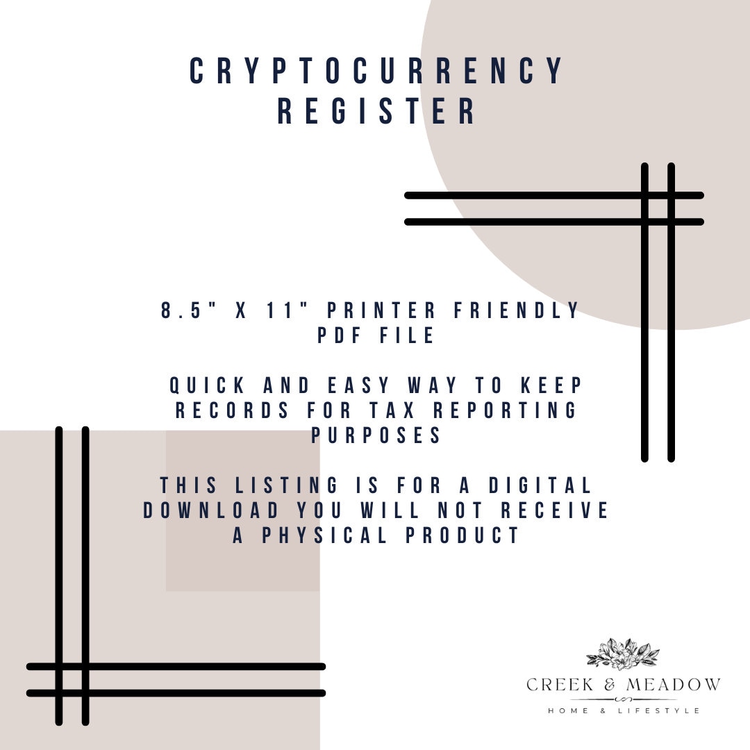 Cryptocurrency Printable Register/ledger, Financial Tracking, Trading, and  Investment Tool. Tax Reporting for Crypto. Digital File Download. - Etsy