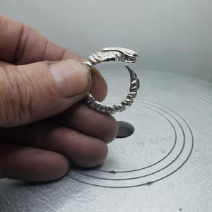Xenomorph Alien Ring – Handmade from .999 Fine Silver – Size 8 – Sci-Fi Inspired, Semi-Adjustable, 12.5g Polished or Patina